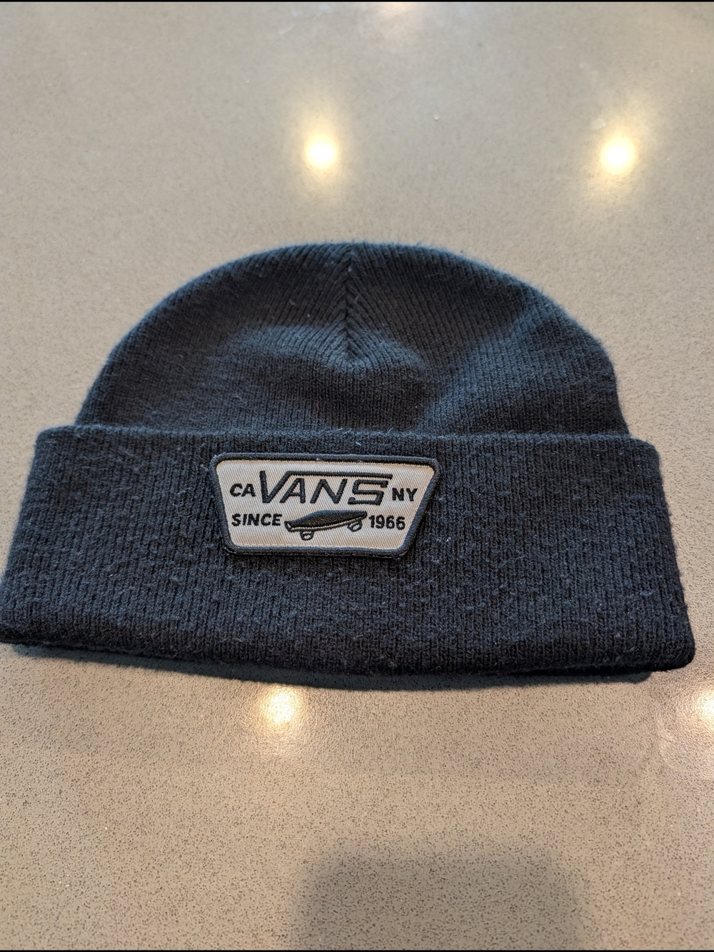 Vans Black Knit Beanie with Logo Patch